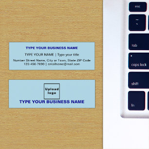Plain Texts Design on Front Side of Light Blue Mini Business Card