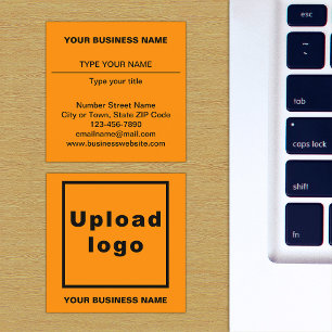 Plain Texts Design on Front Side of Orange Colour Square Business Card