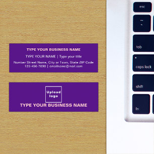 Plain Texts Design on Front Side of Purple Mini Business Card