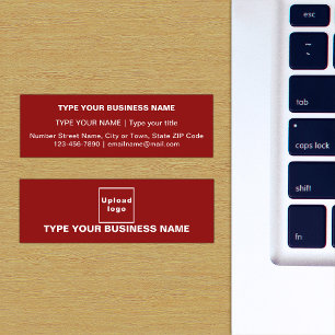 Plain Texts Design on Front Side of Red Mini Business Card