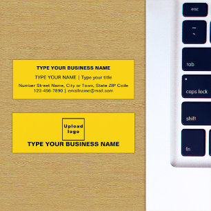 Plain Texts Design on Front Side of Yellow Mini Business Card