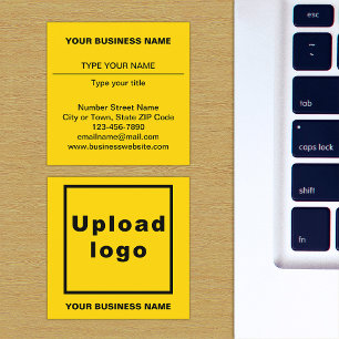 Plain Texts Design on Front Side of Yellow Square Business Card