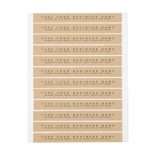 Plain Texts Light Brown Business Address Slim Wrap Around Label