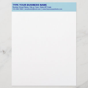 Plain Texts on Monochrome Blue Heading of Business Custom Letterhead
