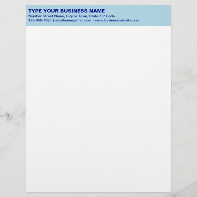 Plain Texts on Monochrome Blue Heading of Business Custom Letterhead (Front)