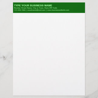 Plain Texts on Monochrome Green Heading of Custom Letterhead