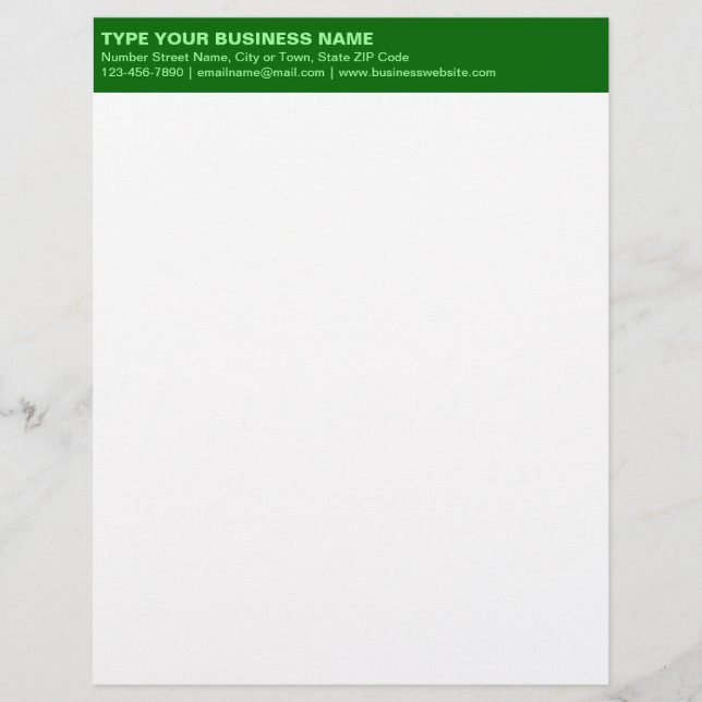 Plain Texts on Monochrome Green Heading of Custom Letterhead (Front)