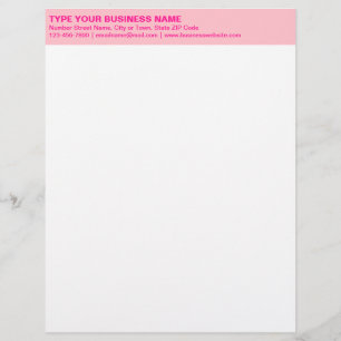 Plain Texts on Monochrome Pink Heading of Business Custom Letterhead