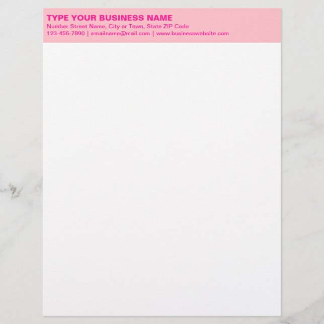 Plain Texts on Monochrome Pink Heading of Business Custom Letterhead (Front)