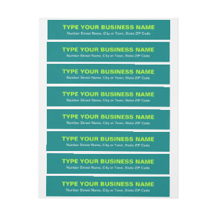 Plain Texts Teal Green Business Return Address Wrap Around Label
