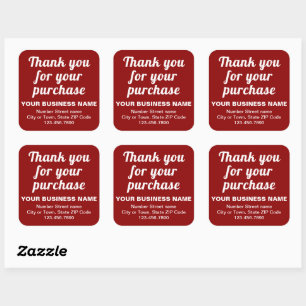 Plain Texts Thank You For Your Purchase on Red Square Sticker