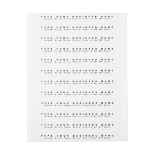 Plain Texts White Business Return Address Slim Wrap Around Label