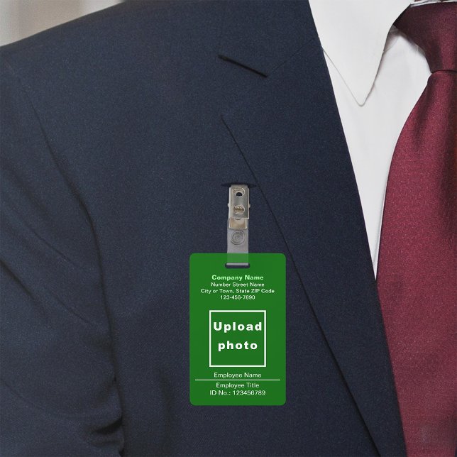 Plain Texts With Employee Photo Green Badge ID Badge (Green company badge)