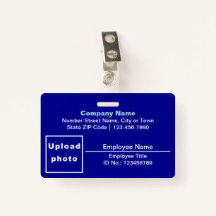 Plain Texts With Employee Photo Rectangle Blue ID Badge