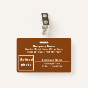 Plain Texts With Employee Photo Rectangle Brown ID Badge