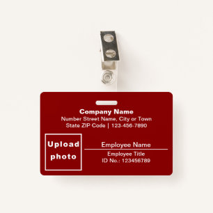Plain Texts With Employee Photo Rectangle Red ID Badge