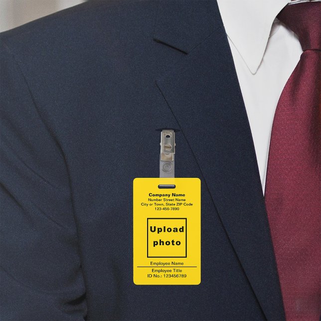 Plain Texts With Employee Photo Yellow Badge ID Badge (Yellow company badge)