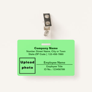 Plain Texts With Photo Rectangle Light Green ID Badge