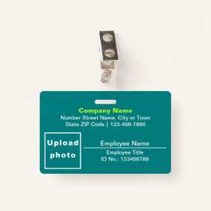 Plain Texts With Photo Rectangle Teal Green ID Badge