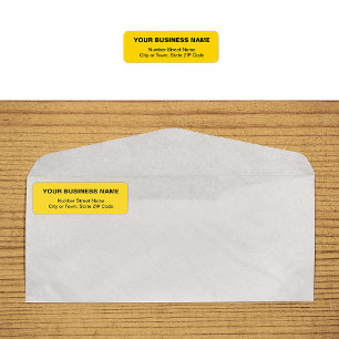 Plain Texts Yellow Business Return Address Label