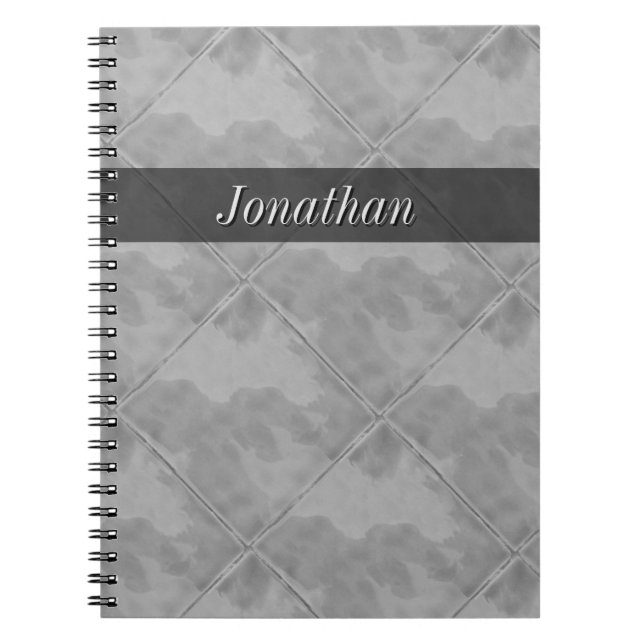 Plain Tile Ceramic Surface Grey any Text Spiral Notebook (Front)