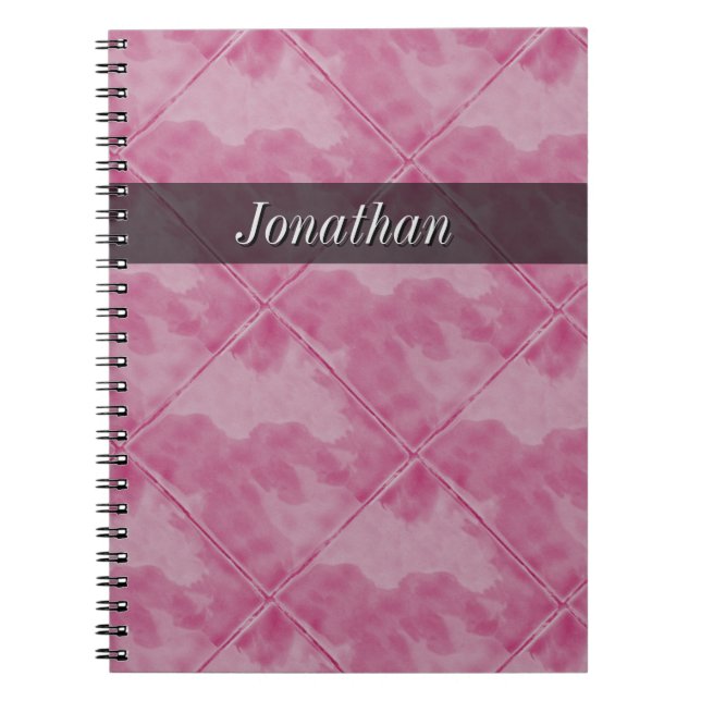 Plain Tile Ceramic Surface Pink any Text Spiral Notebook (Front)
