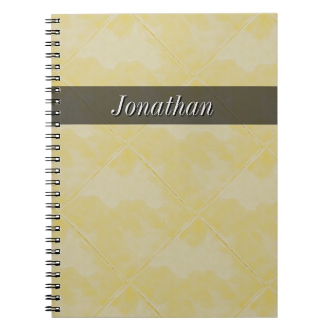 Plain Tile Ceramic Surface Yellow any Text Spiral Notebook (Front)