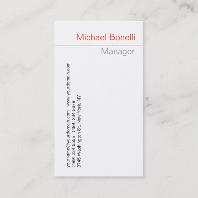 Plain Trendy Clean White Attractive Business Card (Front)