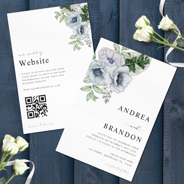 Plain Tropical Floral Botanical All in One Wedding Invitation (Creator Uploaded)
