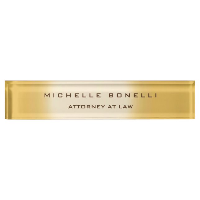 Plain Unique Special Gold Colour Background Lawyer Nameplate (Front)