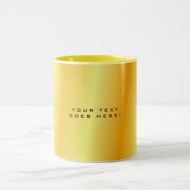 Plain Unique Special Gold Colour Background Two-Tone Coffee Mug (Center)