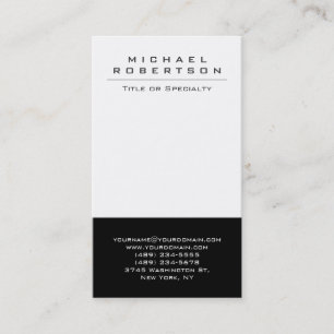 Plain Vertical Black White Unique Business Card