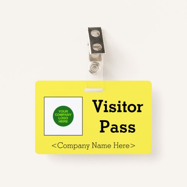Plain "Visitor Pass" Badge ID Badge (Front with Clip)