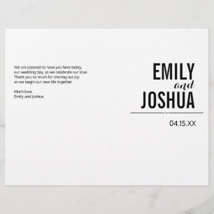Plain Wedding Ceremony Program Custom Template