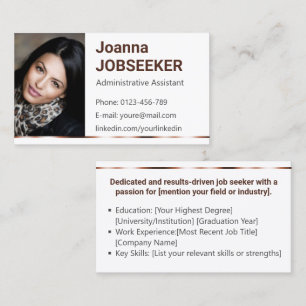 Plain White Classic Job Seeker Minimal Elegant Business Card