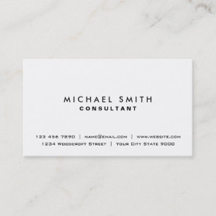 Plain White Elegant Professional Modern Simple Business Card