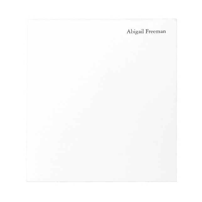 Plain White Minimalist Add Name Notepad (Front)