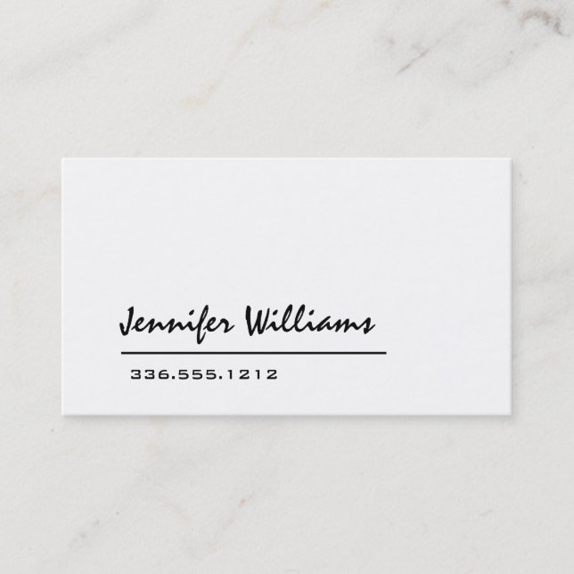 Plain White Minimalist Professional Business Card (Front)