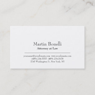 Plain White Modern Attorney at Law Business Card