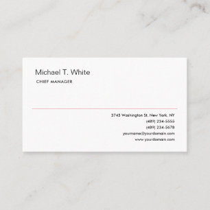 Plain White Modern Minimalist Professional Business Card