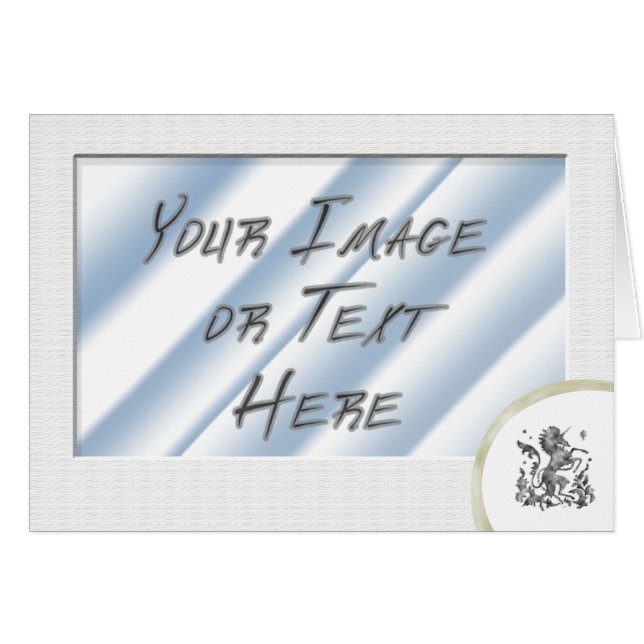 Plain White Photo Frame with Heraldic Unicorn (Front Horizontal)