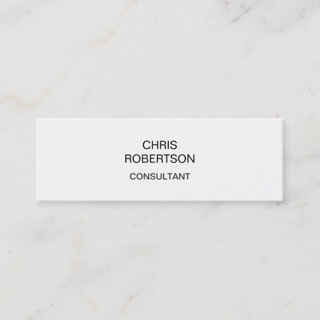 Plain White Professional Elegant Modern Mini Business Card (Front)