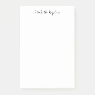 Plain White Simple Modern Name Edit Calligraphy Post-it Notes