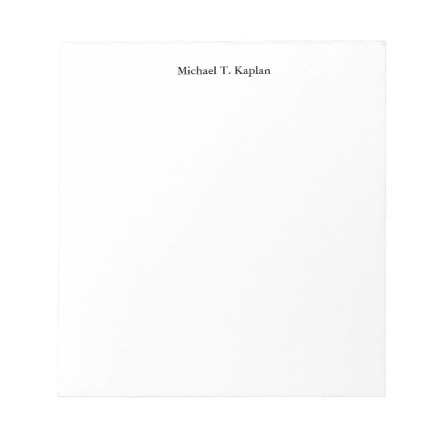 Plain White Simple Professional Your Name Edit Notepad (Front)