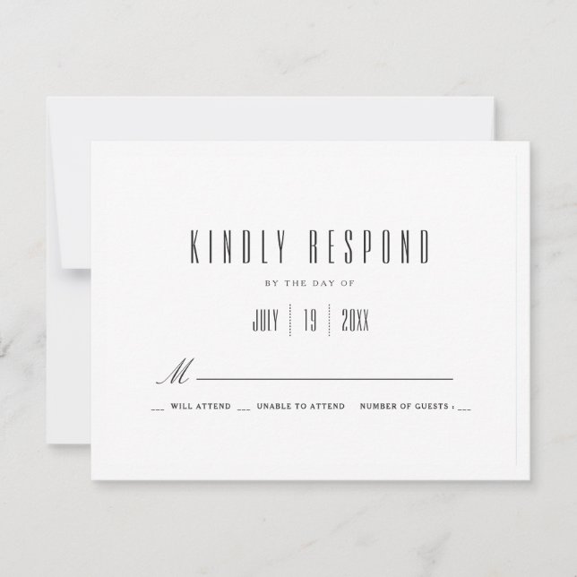 Plain White | Wedding Invitation RSVP (Front)
