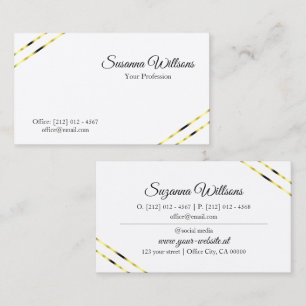 Plain White with Gold Lines Classy and Elegant Business Card