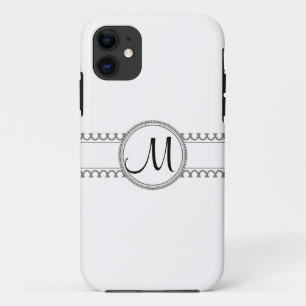 Plain White With Monogram iPhone 11 Case