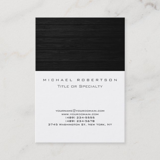 Plain Wood Effect White Cute Business Card (Front)