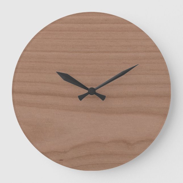 Plain Wood Texure Pattern Cherry Wood Timber Large Clock (Front)