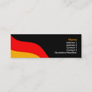 PlainBlackBusinessBack, GermanFlag, Name, Addre... Mini Business Card